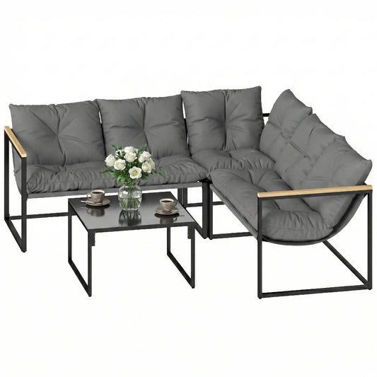 4 Piece Patio Furniture Set With Thick Cushions, Coffee Table, Grey Patio Furniture Sets Grey, Black at Gallery Canada