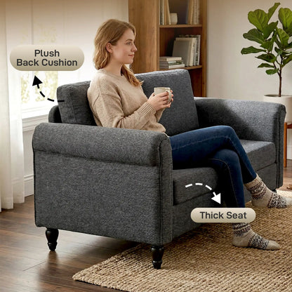 Vintage Loveseat, Upholstered Chenille 2 Seater Sofa, Dark Grey 2-Seater Sofas at Gallery Canada