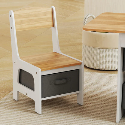 3 Piece Kids Table and Chair Set, 6 Removable Drawers, Natural Kids Table Sets at Gallery Canada