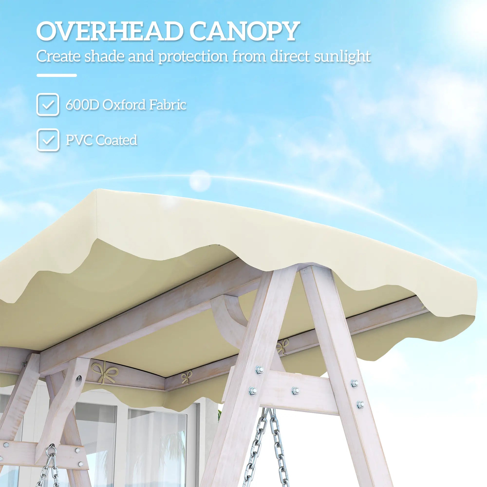 2 Seater Patio Swing with Stand, Canopy, Cushion, Wooden Bench Patio Swings with Stand at Gallery Canada