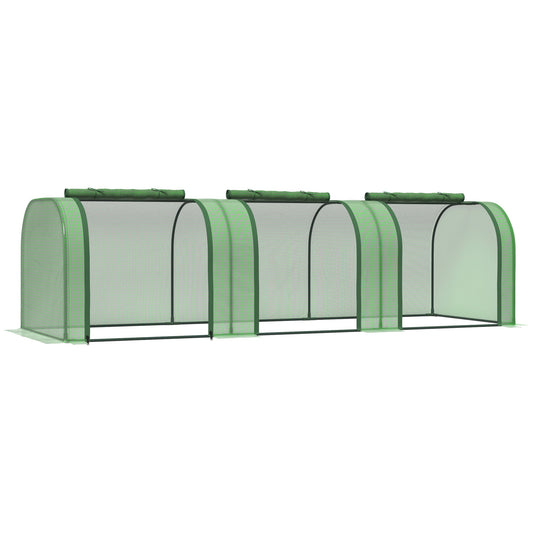 9.7' x 3.3' x 2.5' Mini Tunnel Greenhouse with PE Cover Garden Green Grow Shed with Steel Frame Zipped Doors, Dark Green - Gallery Canada
