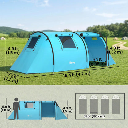 3-4 Person 2 Room Camping Tent, 3000Mm Waterproof, Sky Blue Camping Tents at Gallery Canada