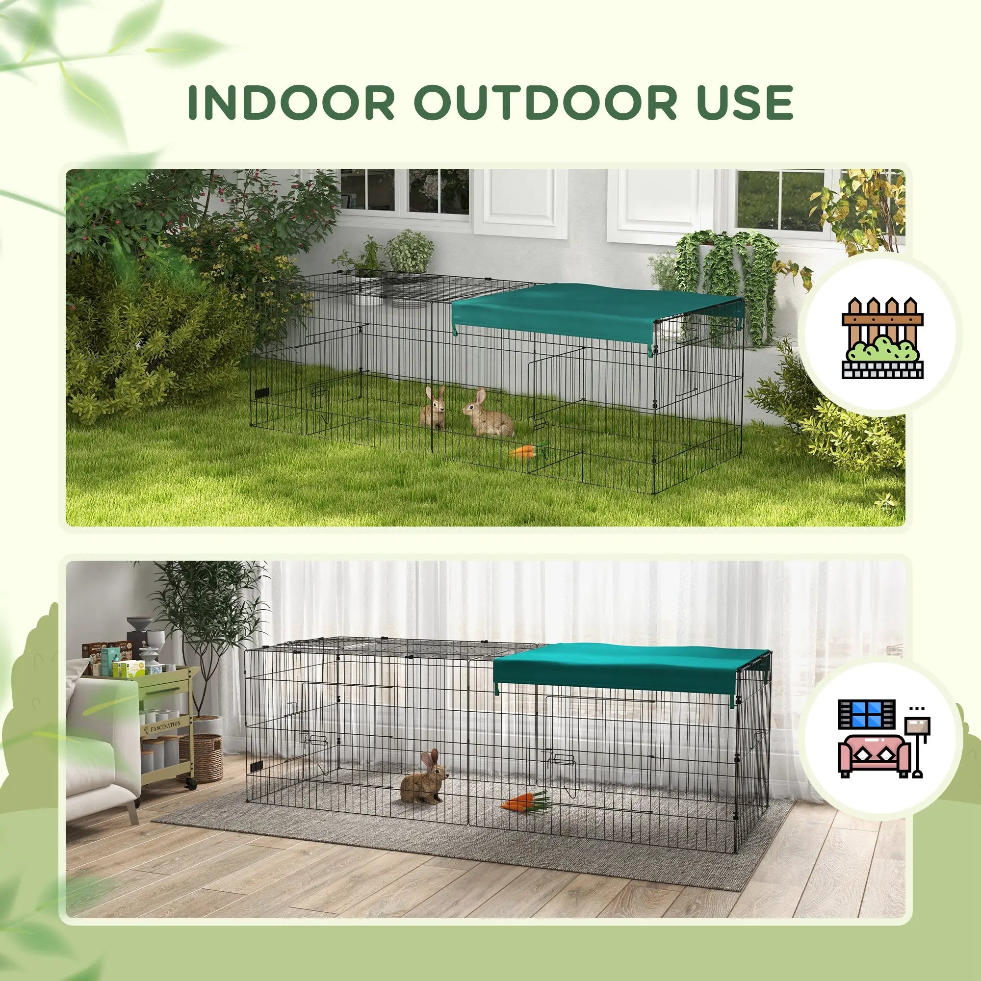 Small Animal Cage With Roof, Indoor Outdoor Use, 87