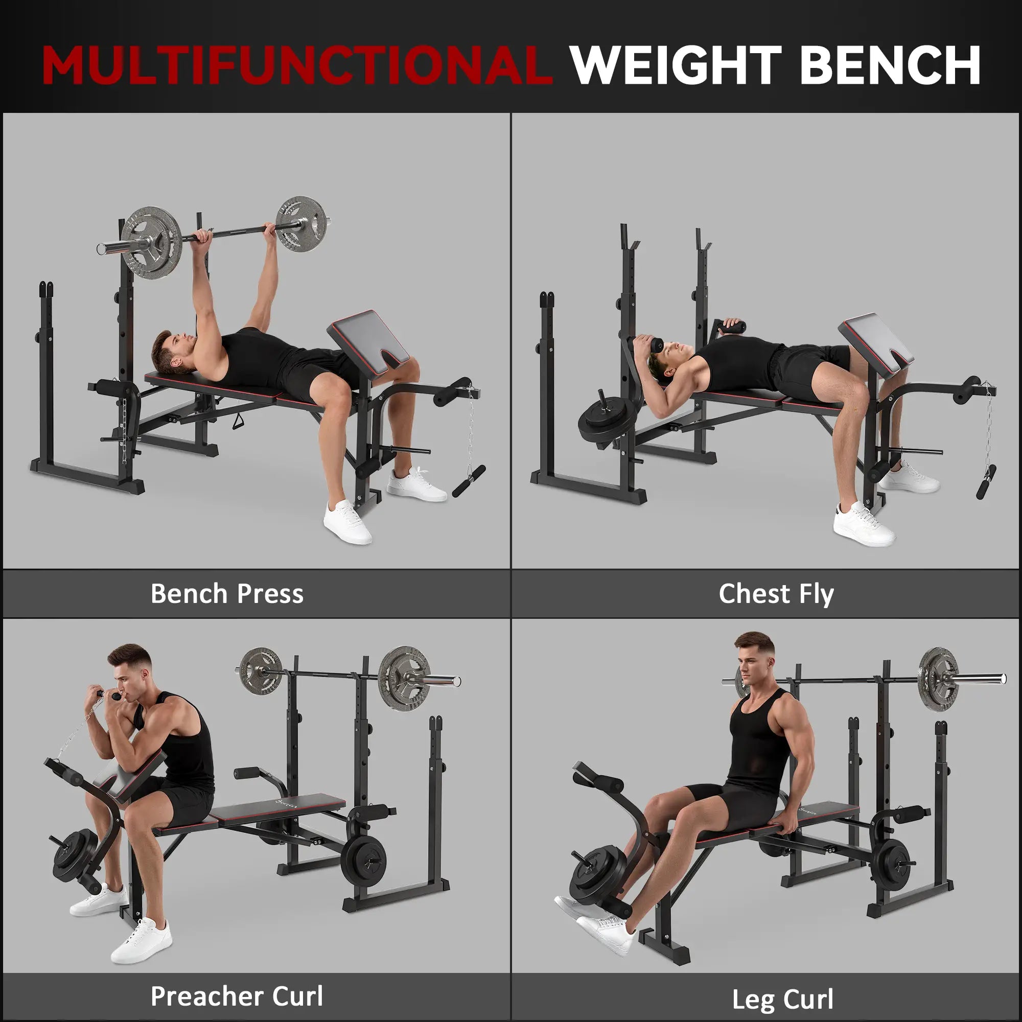 Weight Bench with Barbell Rack, Preacher Curl, Leg Curl Machine Weight Benches at Gallery Canada