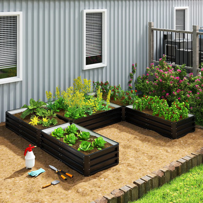 Steel Raised Garden Bed, 8x8x1ft, Set of 5 Large Planters, Black Galvanized Planter Boxes at Gallery Canada