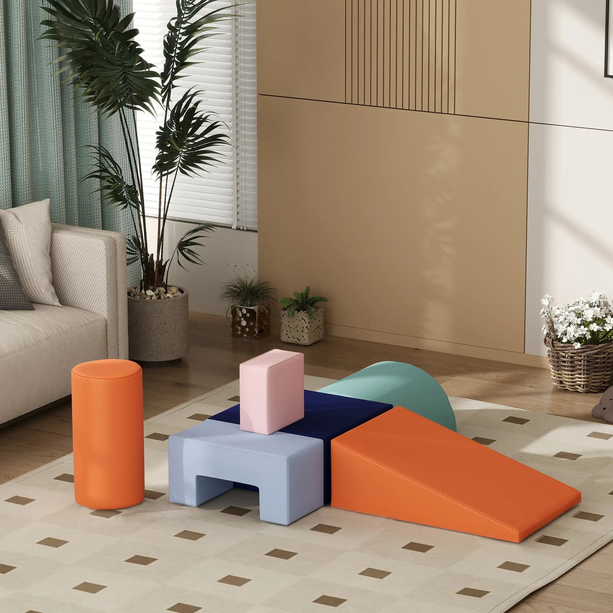 6 Piece Soft Play Equipment, 6-72 Months, Blue, Orange Baby Gym & Playmats at Gallery Canada