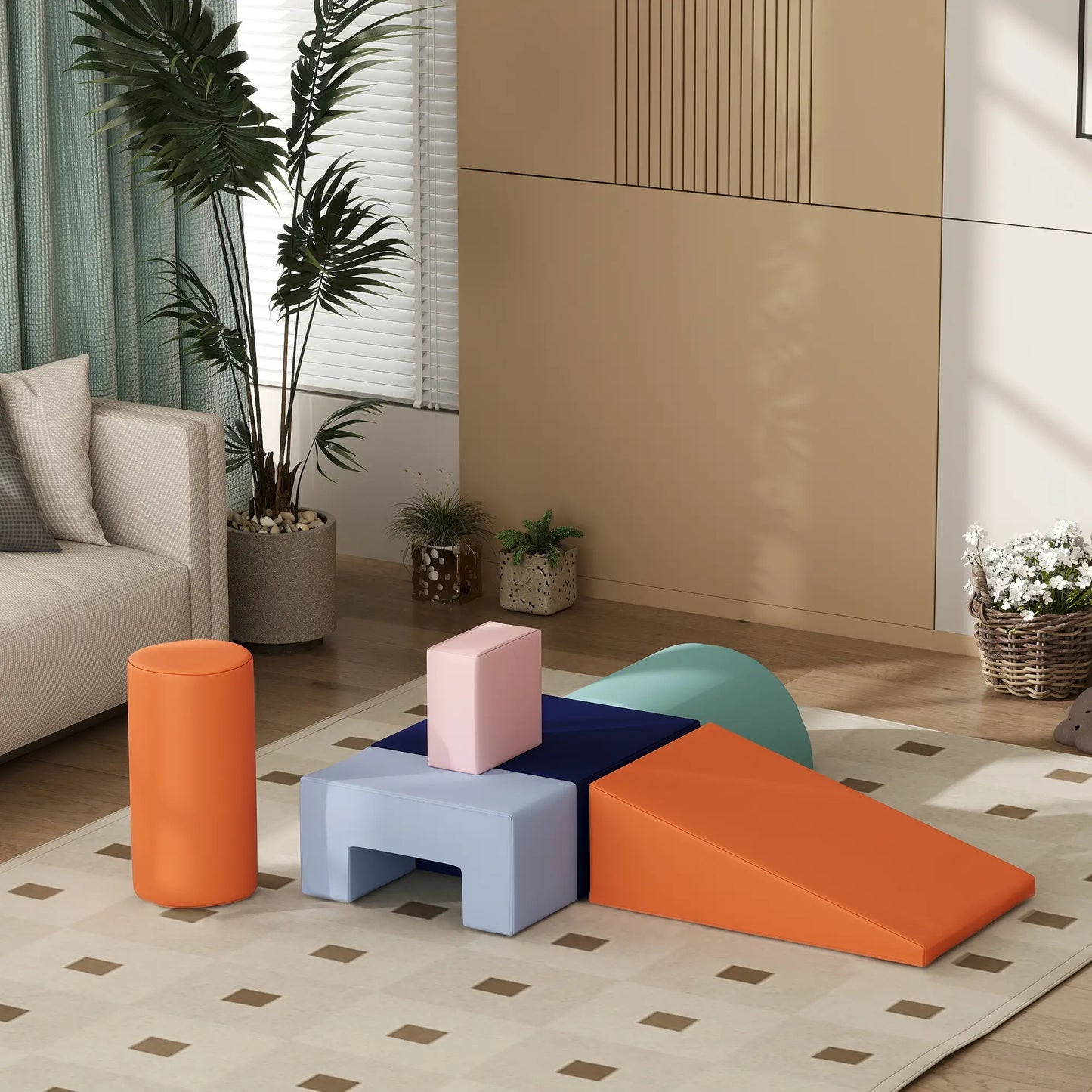 6 Piece Soft Play Equipment, 6-72 Months, Blue, Orange Baby Gym & Playmats at Gallery Canada