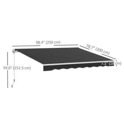 8' x 7' Retractable Patio Awning, UV Water-Resistant Fabric, Black Patio Awnings at Gallery Canada