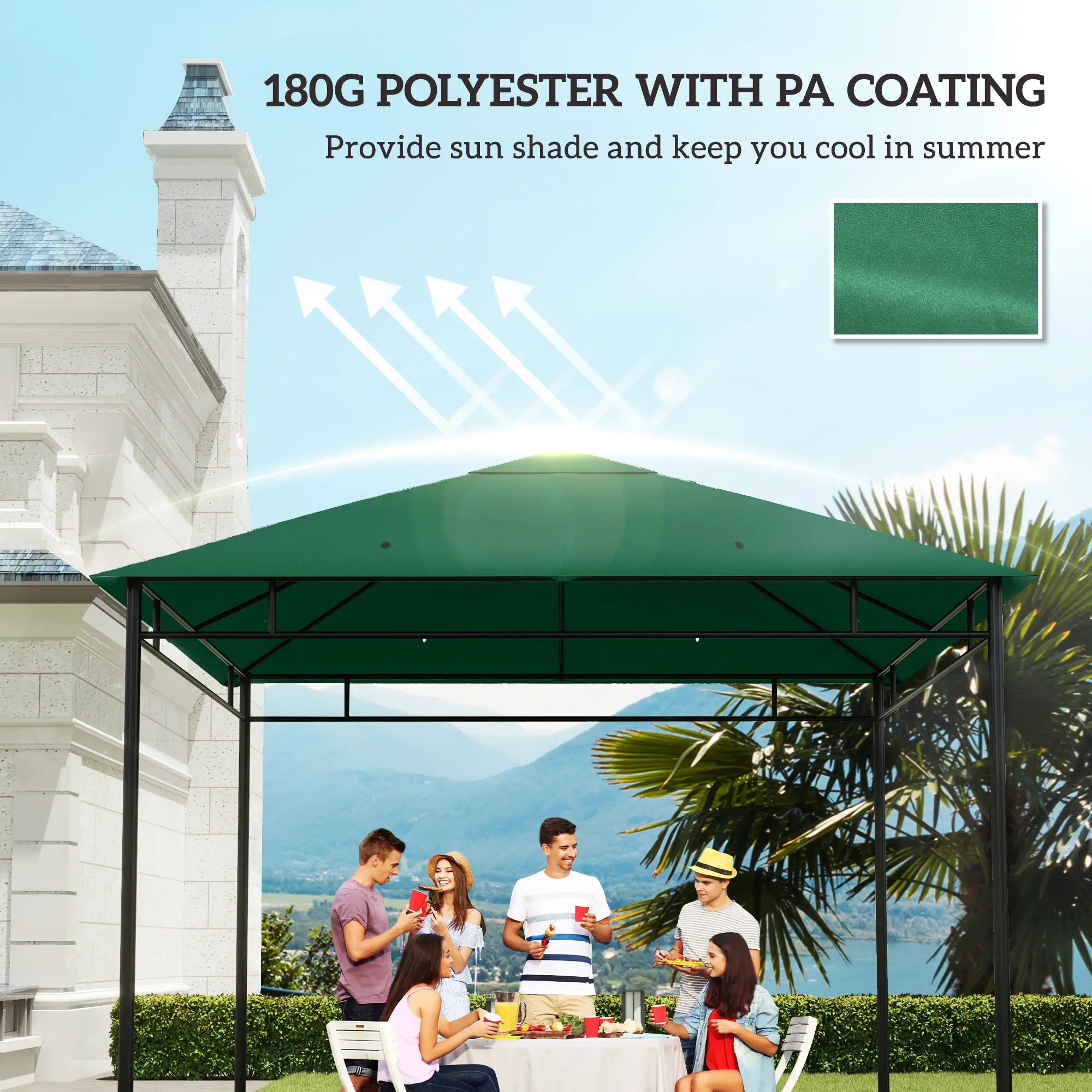 10' x 10' Gazebo Canopy, UV Protected Sun Shade, Green Gazebo Canopy Replacement at Gallery Canada