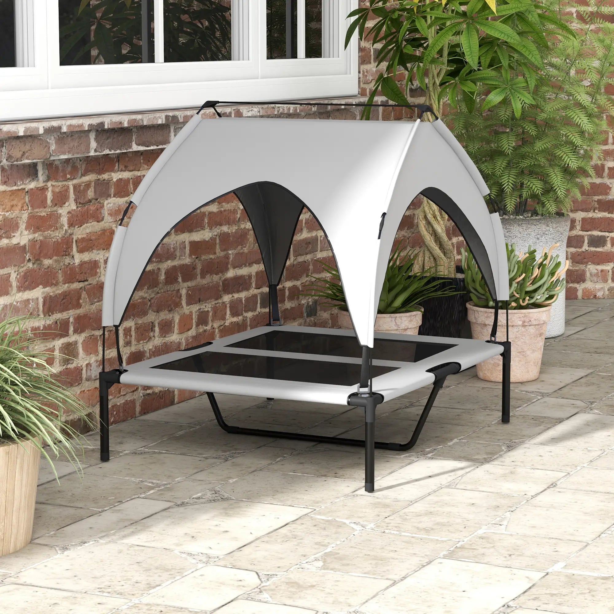 Raised Dog Bed, Cooling Cot with Canopy, Washable Mesh, Medium Large, Light Grey Elevated Dog Beds at Gallery Canada