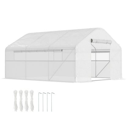 Walk-in Tunnel Greenhouse, Galvanized Steel Frame, 13' x 10' x 6.5', White