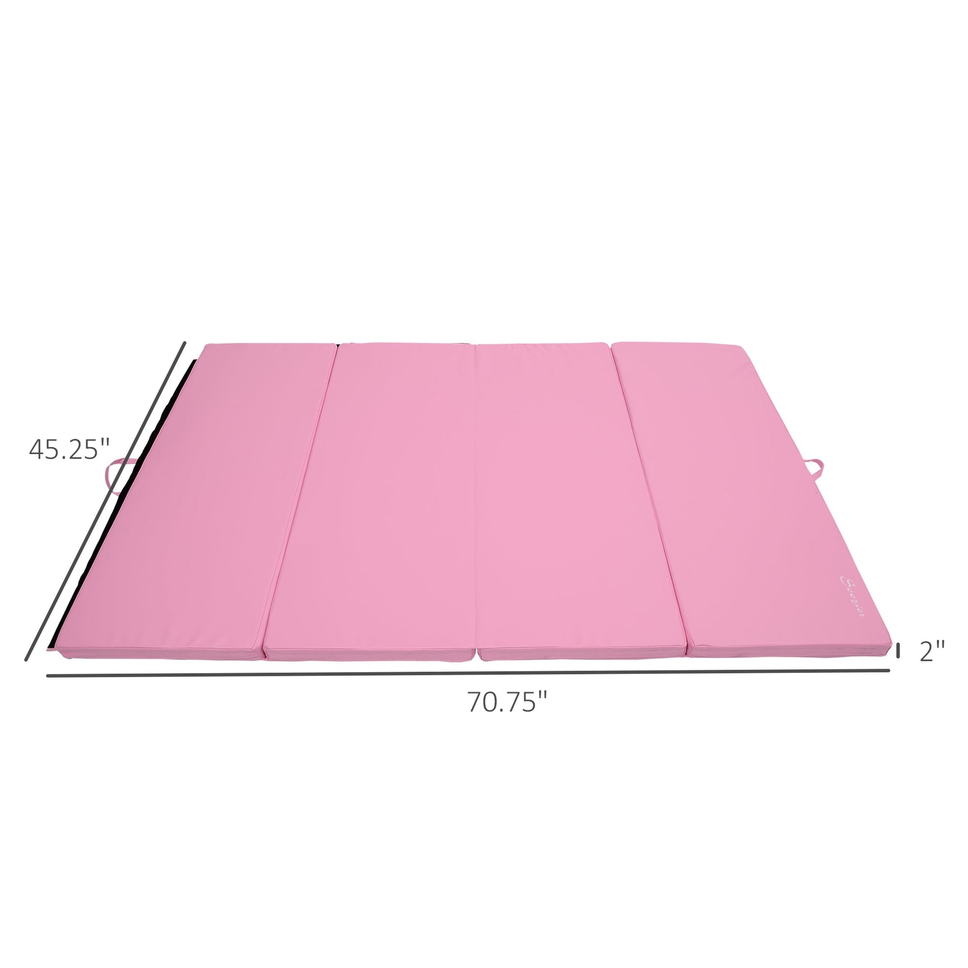 4'x6'x2'' Folding Gymnastics Tumbling Mat, Exercise Mat with Carrying Handles for Yoga, MMA, Martial Arts, Stretching, Core Workouts, Pink - Gallery Canada