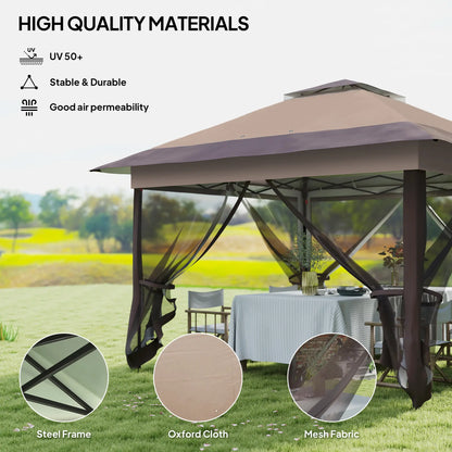 12' x 12' Foldable Pop-up Party Tent, Steel Frame, Khaki Pop Up Canopies at Gallery Canada