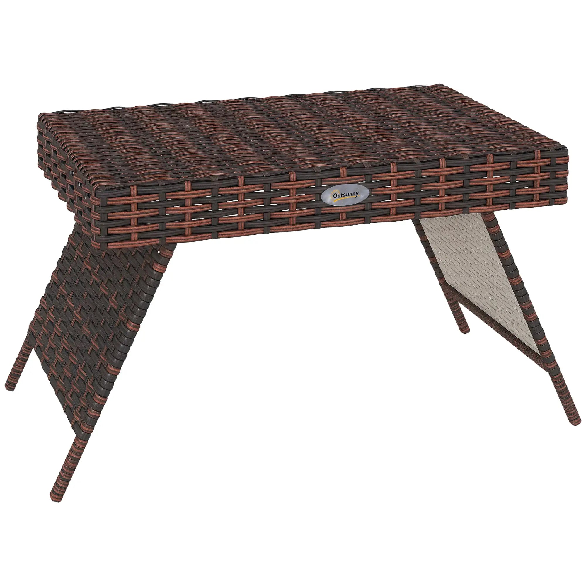 Outdoor Rattan Foldable End Table, Metal Frame, 24x24x18 in, Brown Patio Side Tables at Gallery Canada