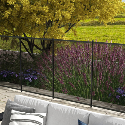 4 Panel Swimming Pool Fence, Aluminum Rustproof, 4' x 12', Black Garden Fences at Gallery Canada