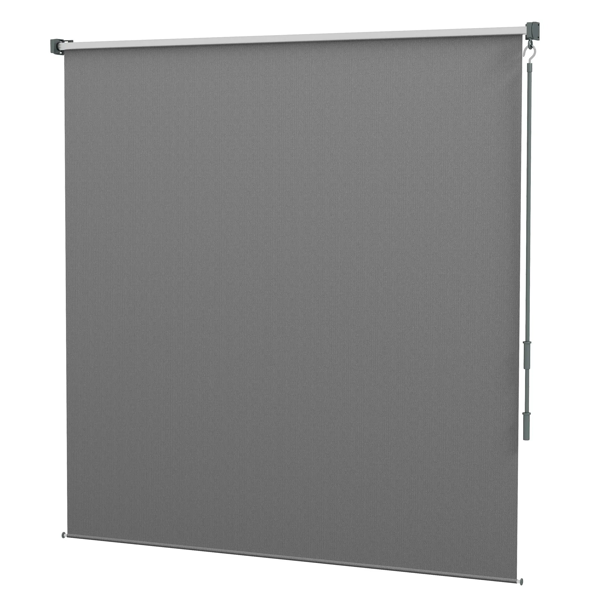6' x 6' Outdoor Roller Shades, Cordless Porch Blinds, Light Grey Side Awnings Light Grey at Gallery Canada