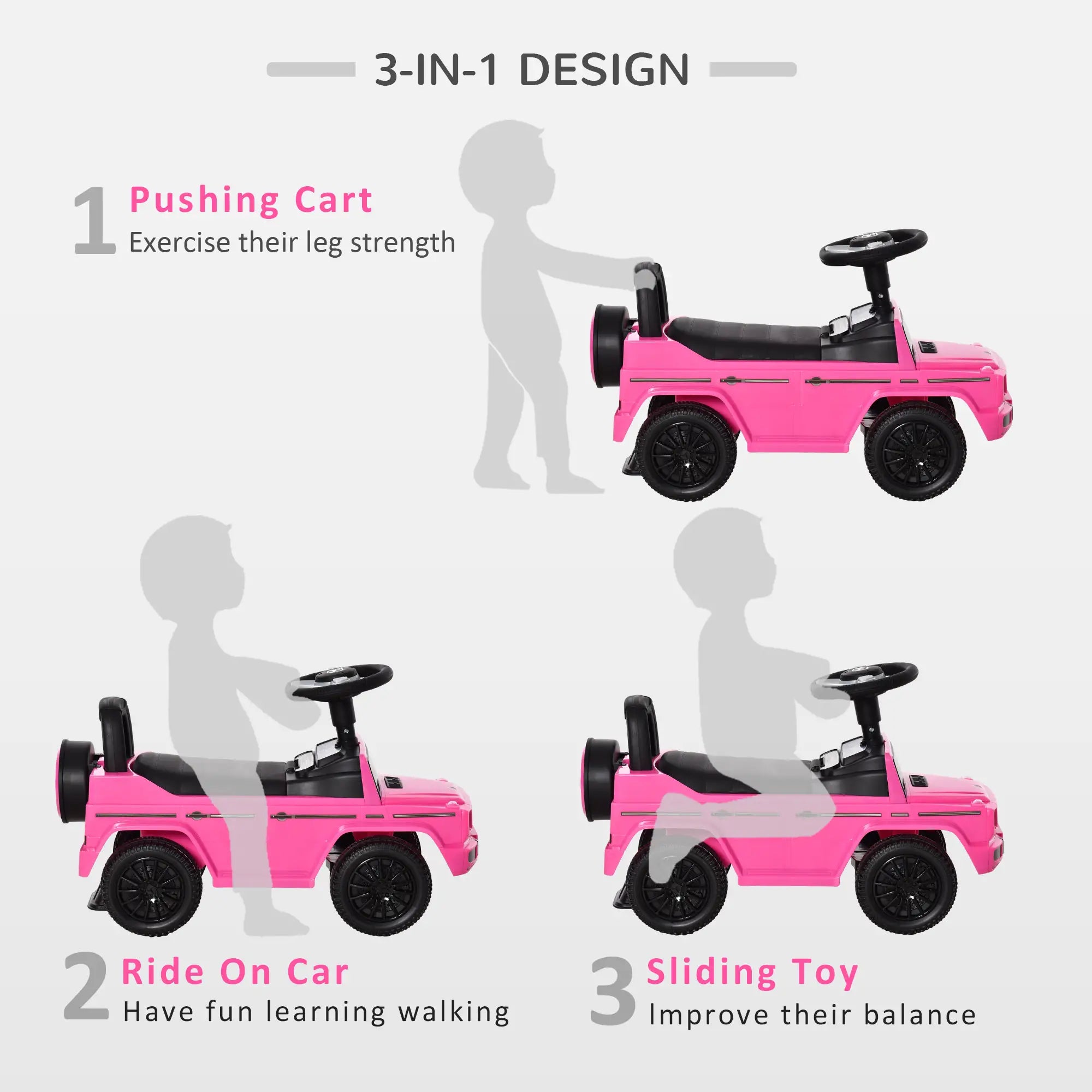 Baby Toddler Push Car, Foot-to-Floor Ride-On Wheel, Pink Push Cars for Toddlers at Gallery Canada