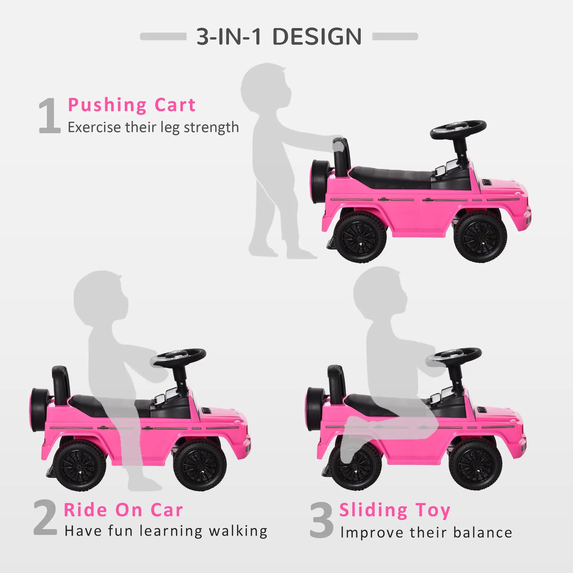 Baby Toddler Push Car, Foot-to-Floor Ride-On Wheel, Pink Push Cars for Toddlers at Gallery Canada