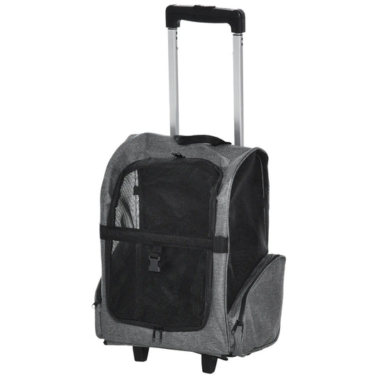 2-in-1 Pet Carrier Backpack, Rolling Wheel, Grey Dog Bike Trailers & Strollers Grey at Gallery Canada
