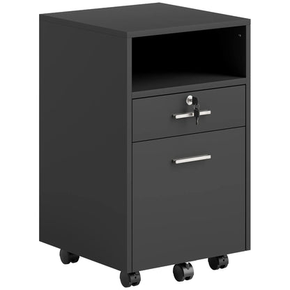 Small 2-Drawer Filing Cabinet, Lockable, on Wheels, A4 Letter Size, Black Office Cabinets & Cupboards Black at Gallery Canada