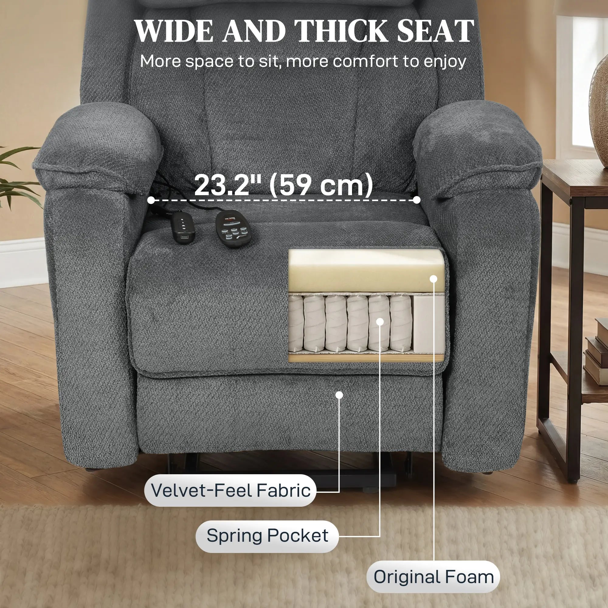 Power Recliner Chair With Massage, Electric Lift Chair, Grey Electric Power Lift Chairs at Gallery Canada