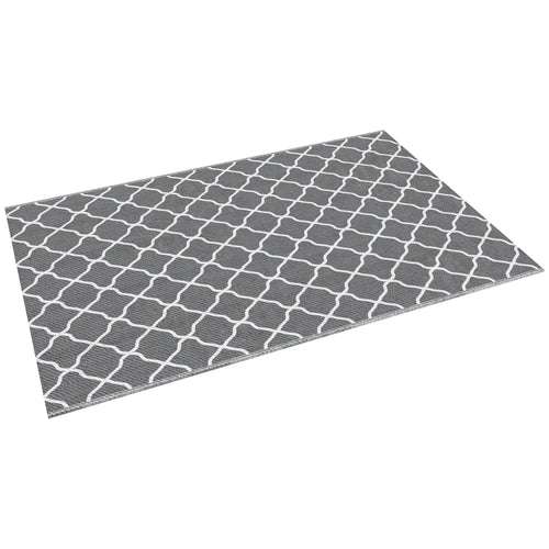 Waterproof Outdoor Rug, 6' x 9', Reversible Mat, Grey & White