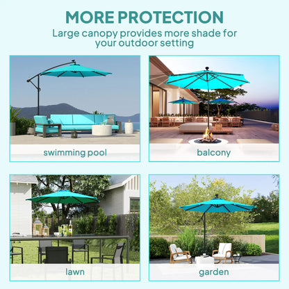 10ft Outdoor Cantilever Umbrella, Solar Lights, Adjustable Angle, Turquoise Offset Cantilever Umbrellas at Gallery Canada