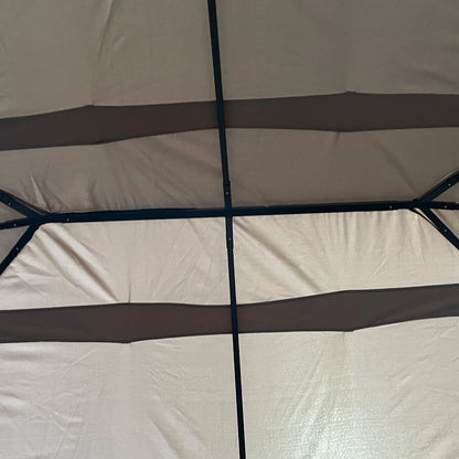 13'x10' Steel Patio Gazebo, Soft Top, 6 Removable Curtains, Khaki Gazebos at Gallery Canada