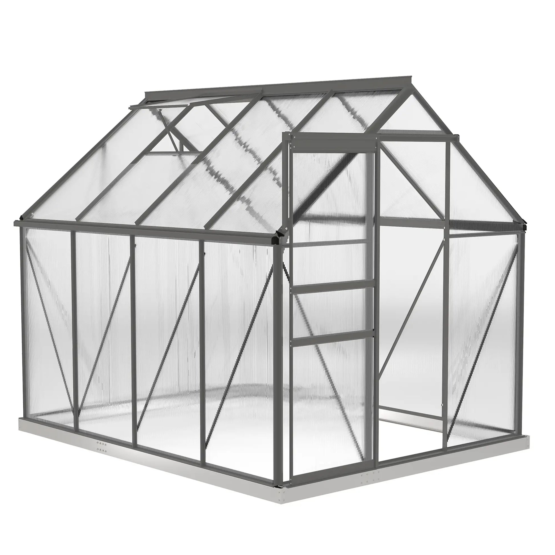 6' x 8' x 6.5' Polycarbonate Greenhouse, Walk-in, Adjustable Roof Vent, Charcoal Grey Walk In Greenhouses at Gallery Canada