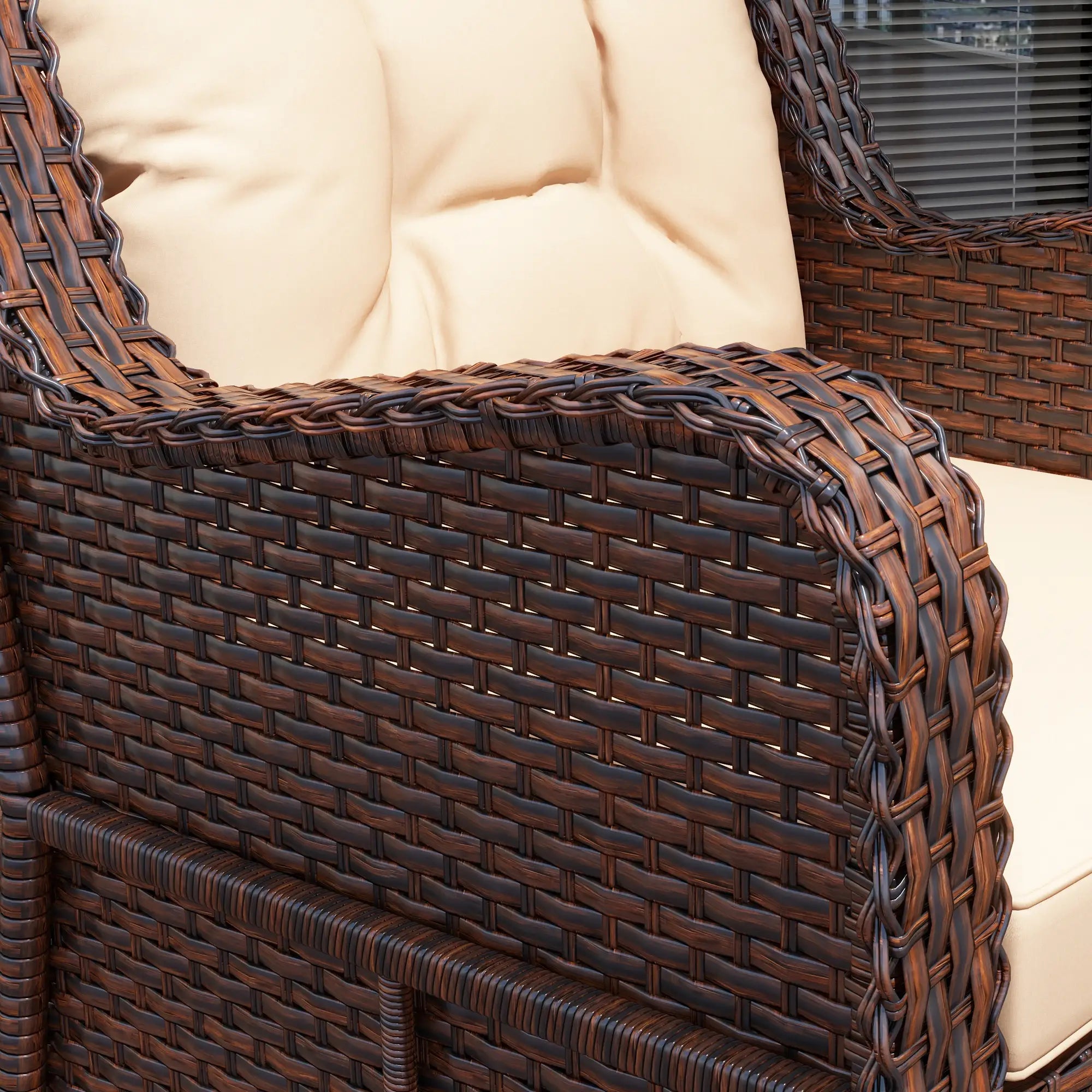 Rattan 360° Swivel Patio Chair with Cushion, Brown Patio Chairs at Gallery Canada