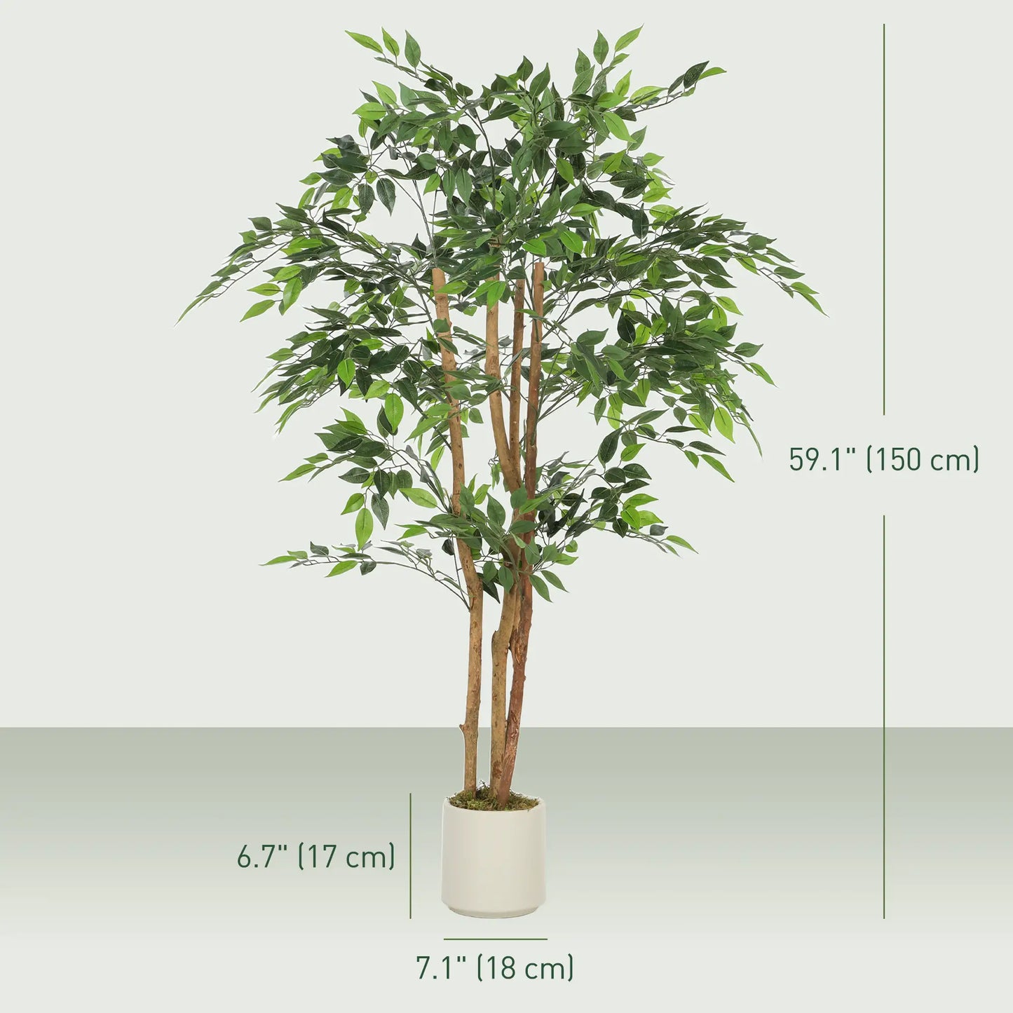 5FT Artificial Banyan Tree Set Of 2, Fake Potted Tree With Solid Wood Trunk Artificial Trees at Gallery Canada