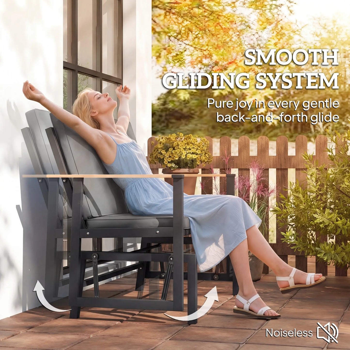 Outdoor Glider Bench For 2 Person, Thick Cushions, Dark Grey Outdoor Gliders at Gallery Canada