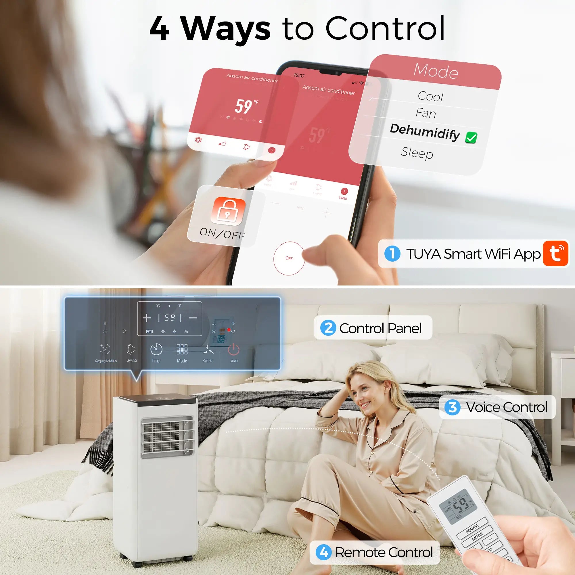 8000 BTU Portable Air Conditioner, Cool Dehumidifier Fan, White Air Conditioner at Gallery Canada