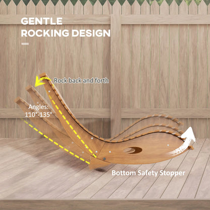 Outdoor Rocking Chair, Wooden Slatted Seat, 51.2" x 23.6" x 23.6", Teak Outdoor Rocking Chairs at Gallery Canada
