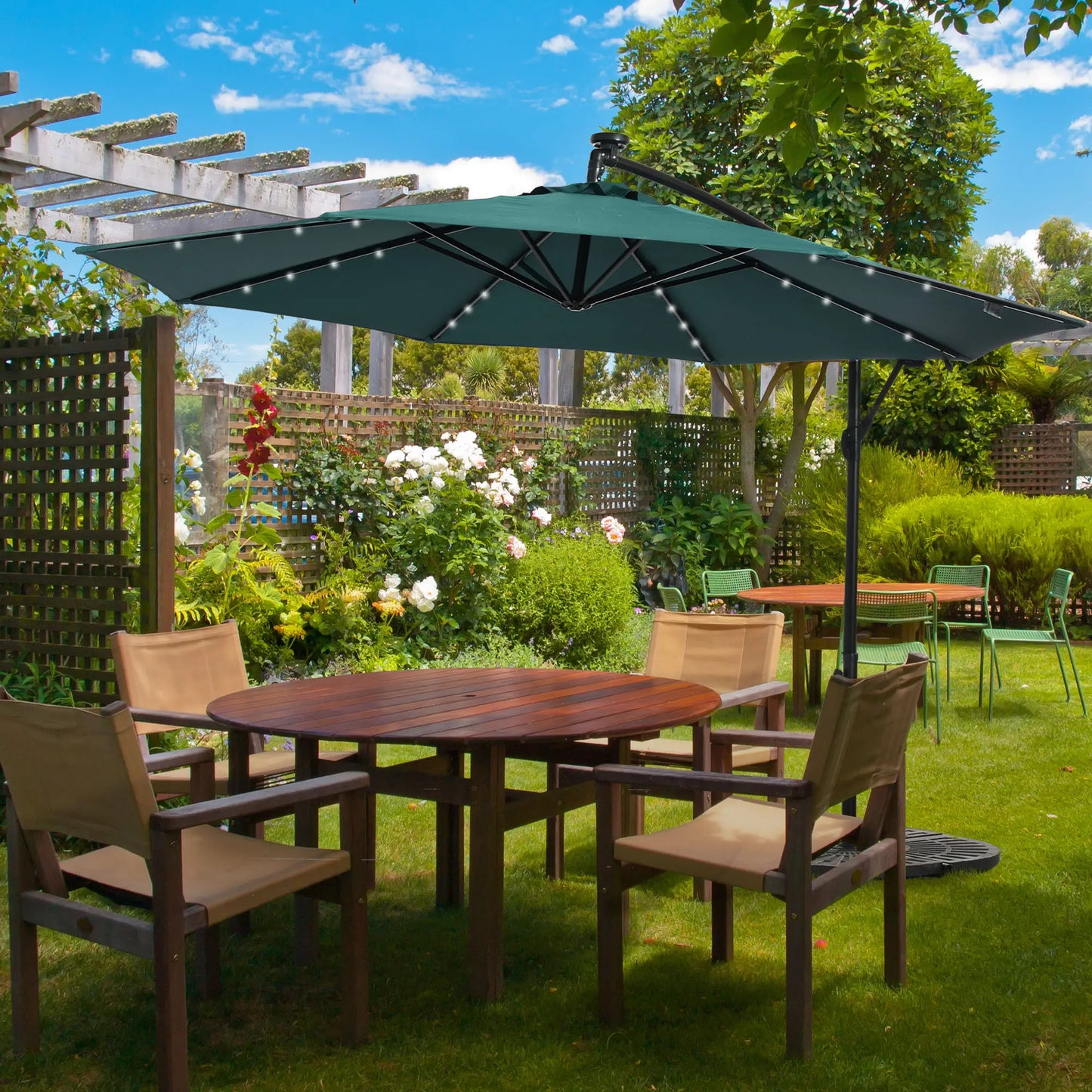 10ft Outdoor Cantilever Umbrella, Adjustable Angle, Dark Green Cantilever Umbrellas at Gallery Canada