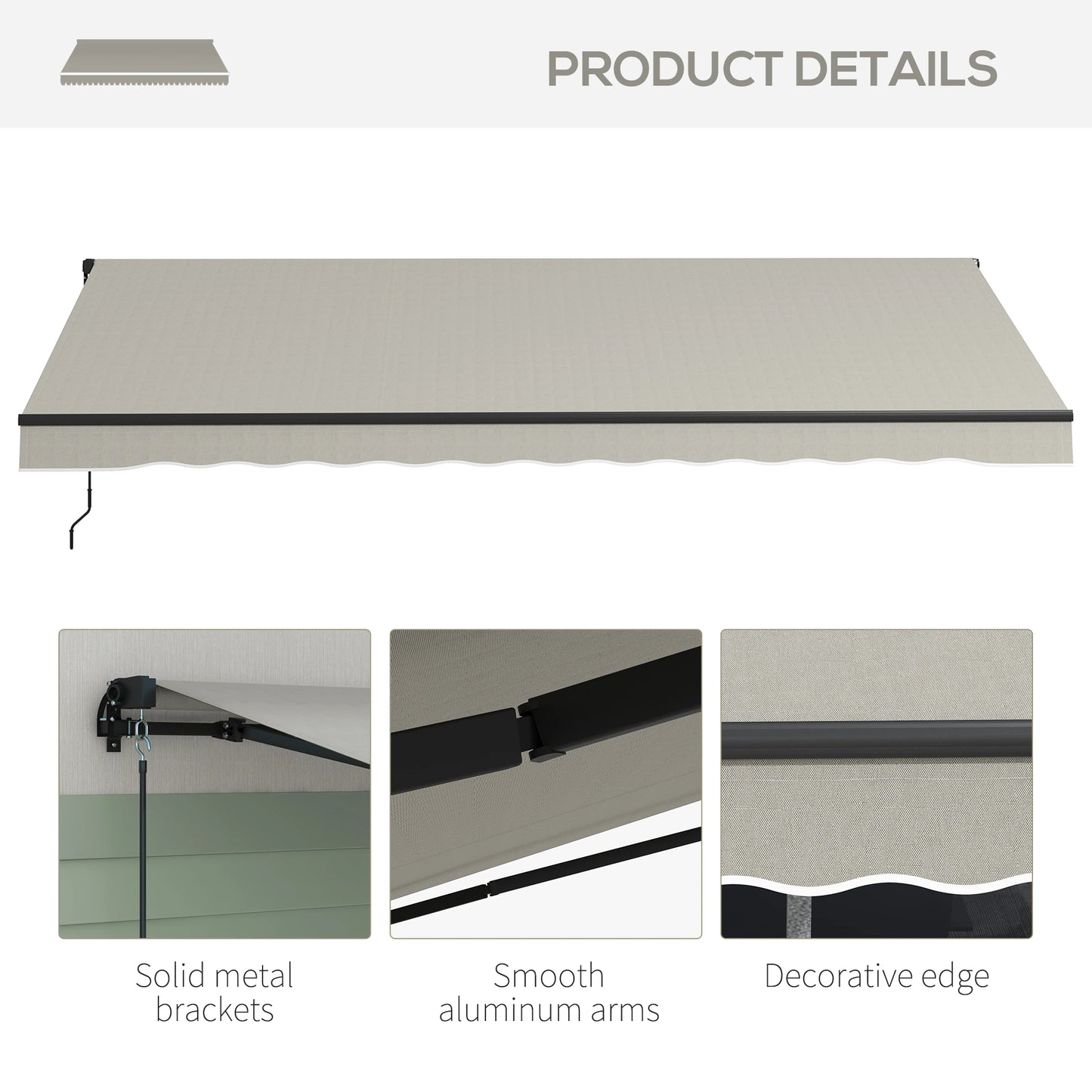 15' x 10' Retractable Awning, UV Resistant Sunshade Shelter, Light Grey Window Awnings at Gallery Canada