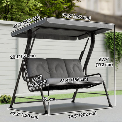 3-Person Patio Swing Chair With Canopy, Light Grey Porch Swings with Canopy at Gallery Canada