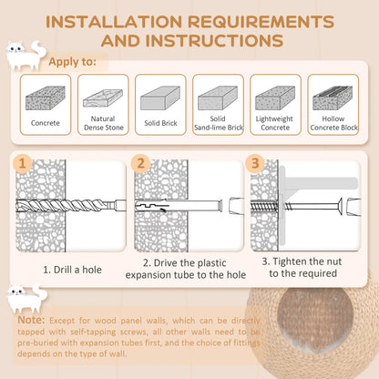 Cat Wall Shelf with Washable Cushion, Wall Mounted Cat Condo, Beige Cat Climbing Wall at Gallery Canada