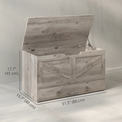 31.5 Inches Storage Chest, Wooden Box, Grey Wood Grain Storage Cabinets at Gallery Canada