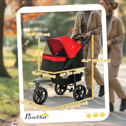 3 Wheel Folding Dog Stroller, Adjustable Canopy, Storage Brake, Mesh Window, S&M Dogs, Red Dog Bike Trailers & Strollers at Gallery Canada