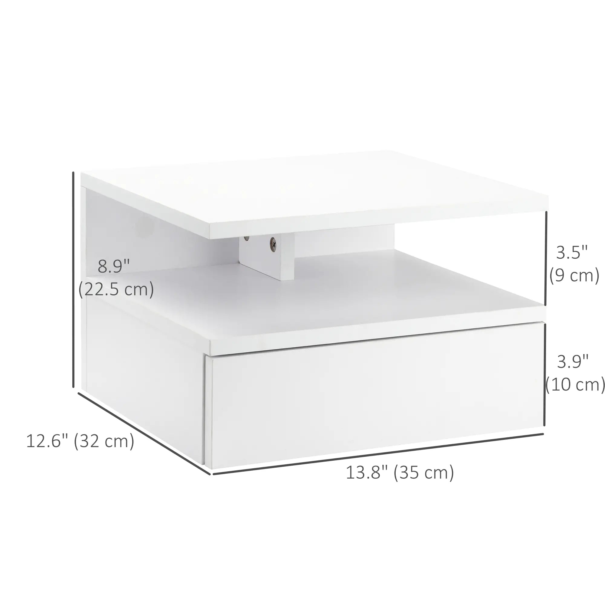 Floating Bedside Tables, Set of 2, Drawer and Open Shelf, White Bedside Tables at Gallery Canada