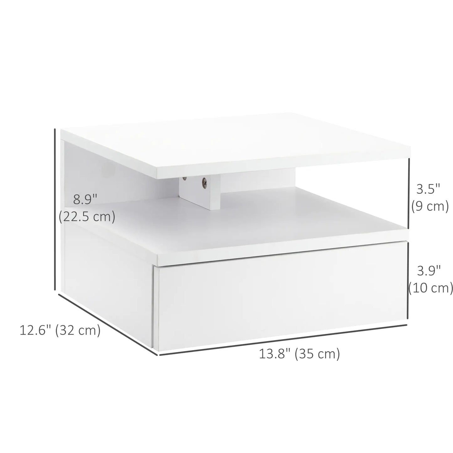 Floating Bedside Tables, Set of 2, Drawer and Open Shelf, White Bedside Tables at Gallery Canada