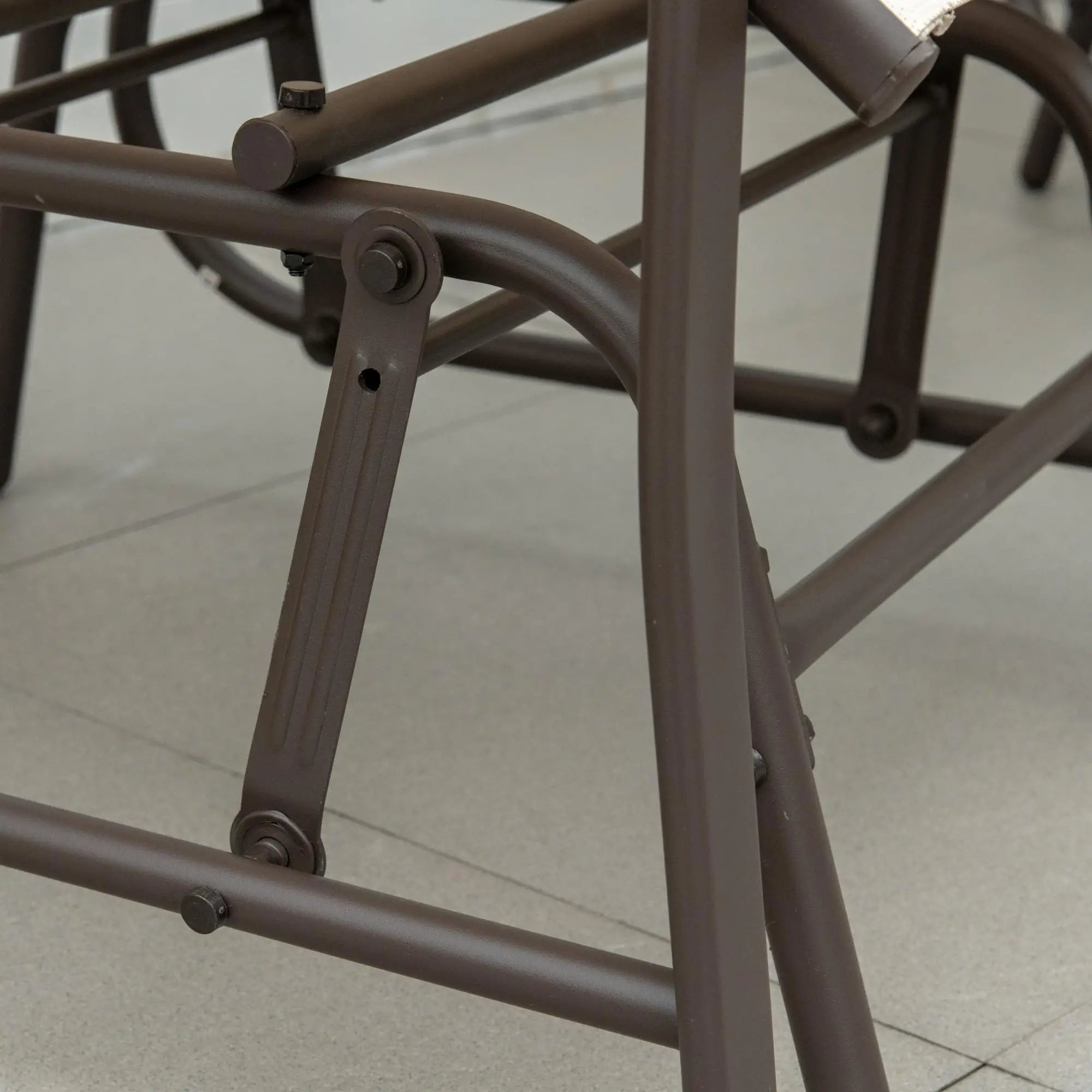 Double Glider Chair, Glass Top Table, High Back, Sling Fabric, Beige Outdoor Gliders at Gallery Canada