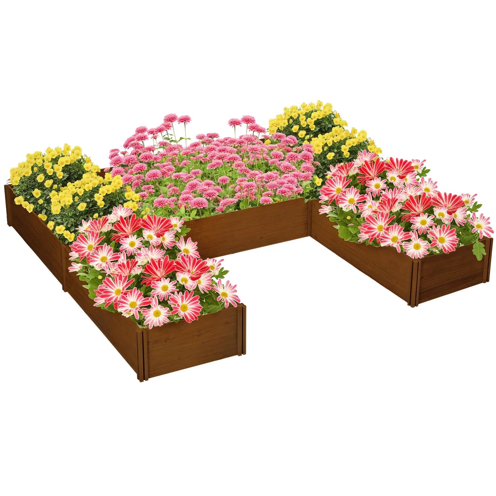 DIY 5-Box Garden Planter, Open Bottom, Outdoor, Brown Raised Garden Beds at Gallery Canada