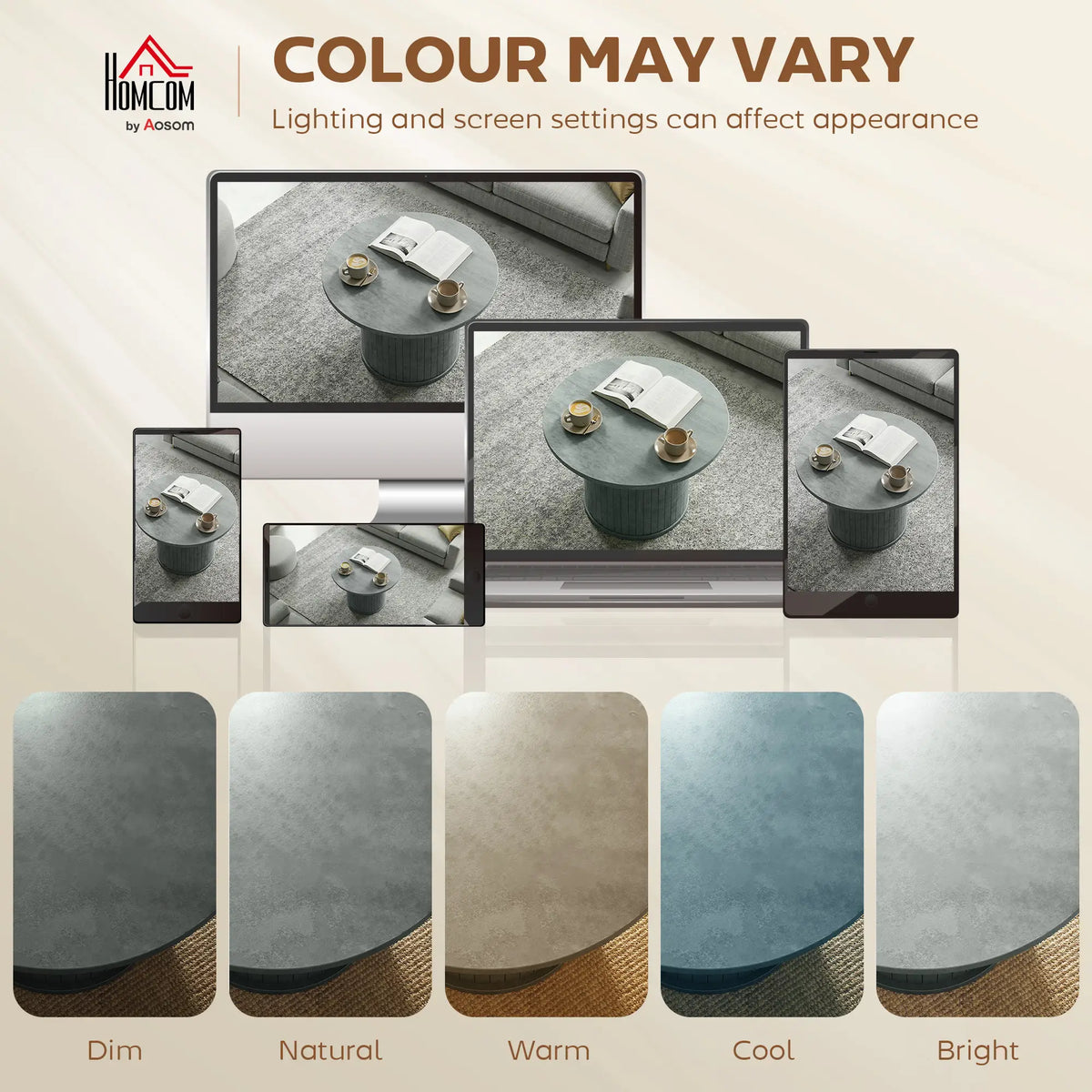 Round Coffee Table, 24", Cement Grey Coffee Tables at Gallery Canada
