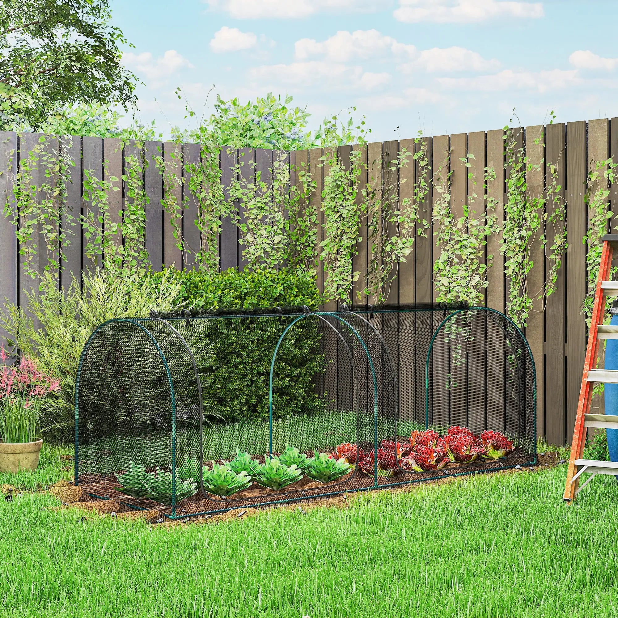 8' x 3' Crop Cage, Garden Plant Protector, 3 Zippered Doors, Black Greenhouses at Gallery Canada