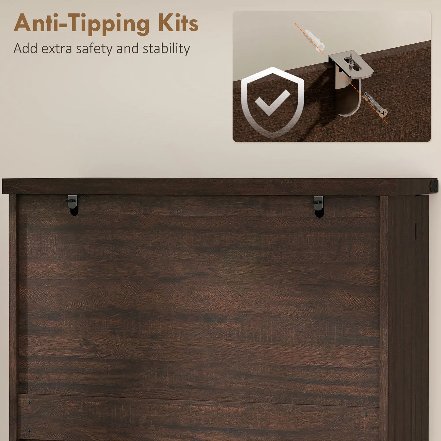 72" Tall Kitchen Pantry Cabinet, Farmhouse Storage Cabinet with 8 Door Racks and Adjustable Shelves, Distressed Brown