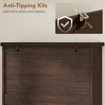 72" Tall Kitchen Pantry Cabinet, Farmhouse Storage Cabinet with 8 Door Racks and Adjustable Shelves, Distressed Brown