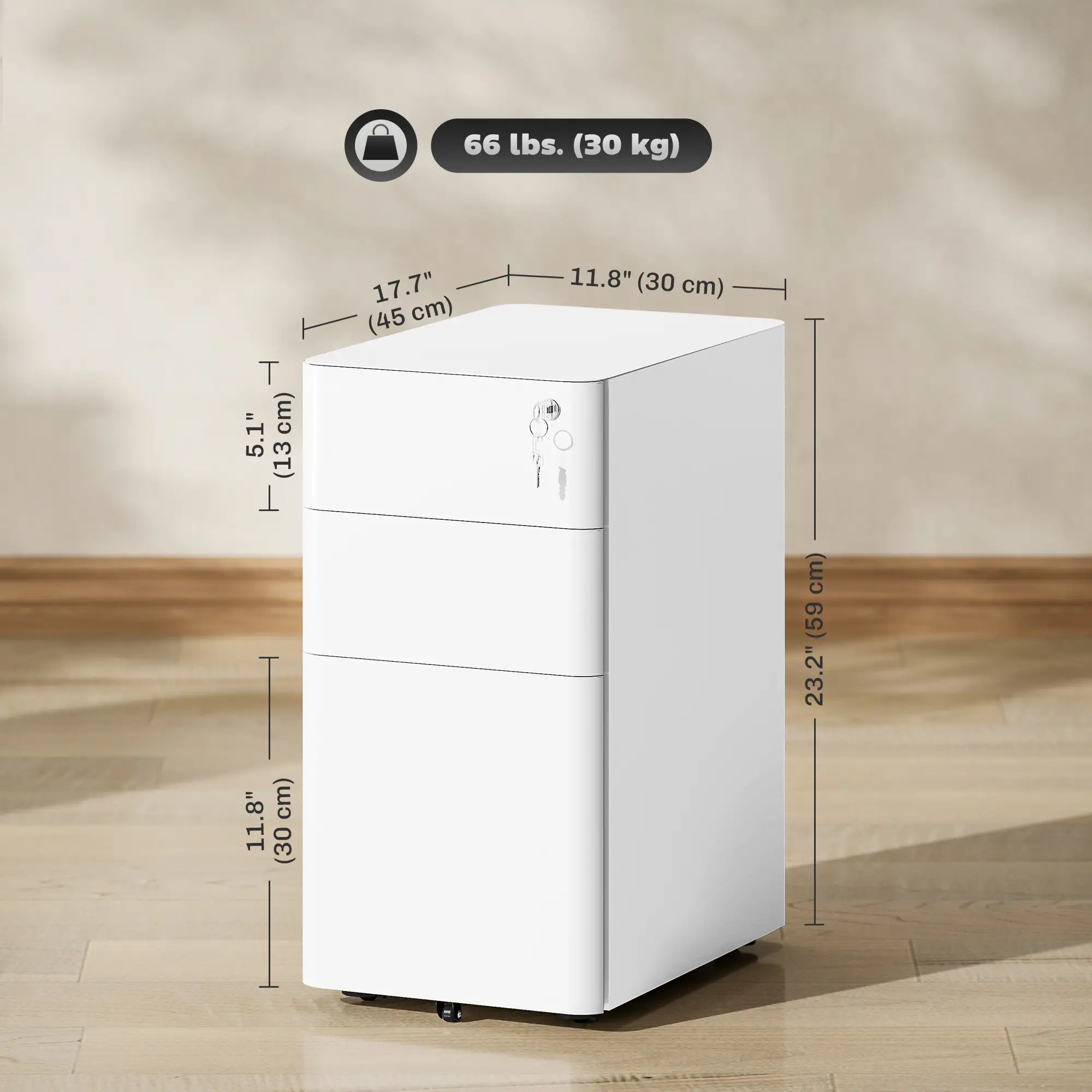 3 Drawer Filing Cabinet, Lockable Steel Office Storage, White Office Cabinets & Cupboards at Gallery Canada