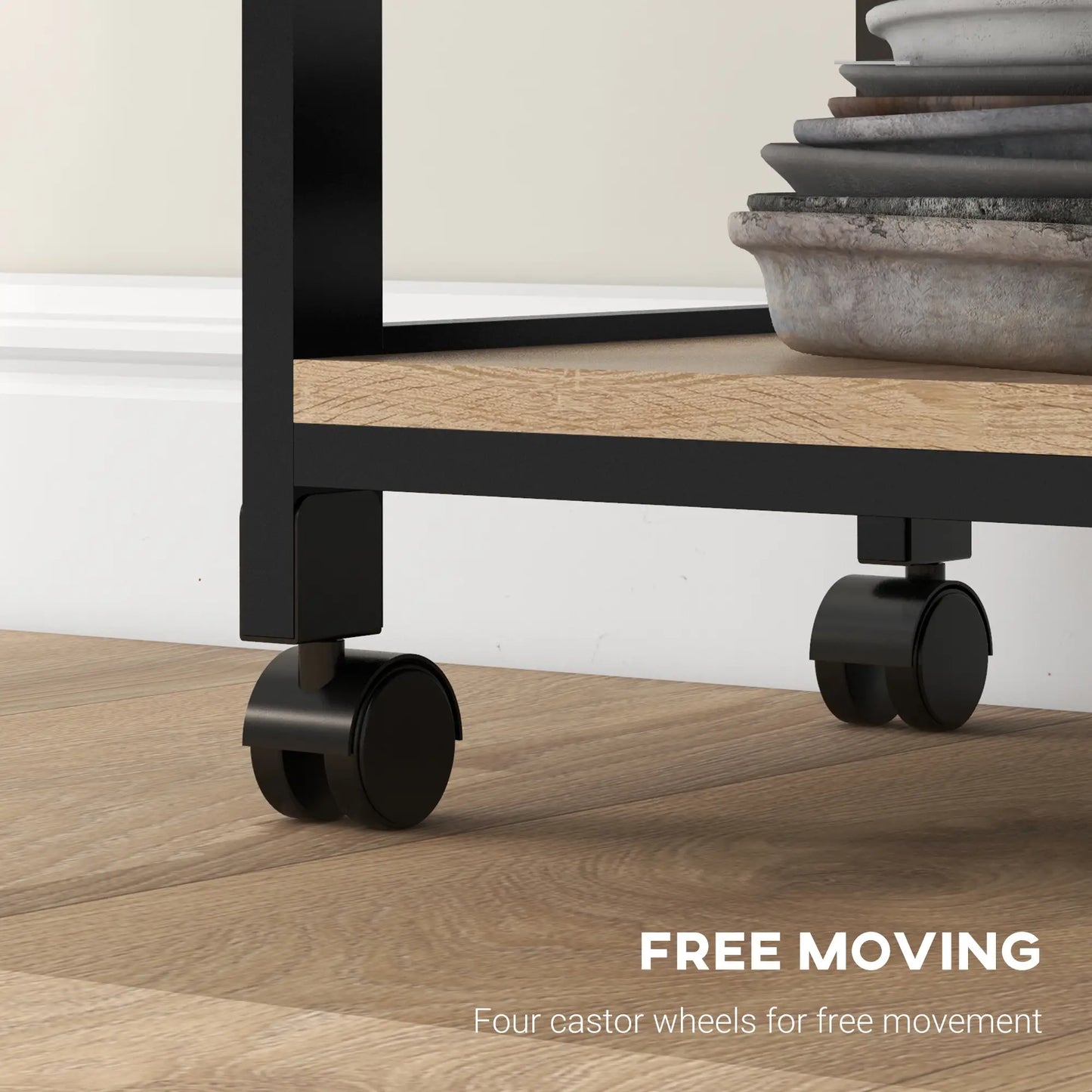 Kitchen Island Rolling Trolley, Utility Serving Cart with Drawer, Black Kitchen Islands & Kitchen Carts at Gallery Canada